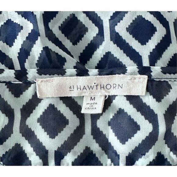 41 Hawthorn Women's Blue‎ & White 3/4 Sleeves Notched Neck Blouse Size M - Picture 7 of 8